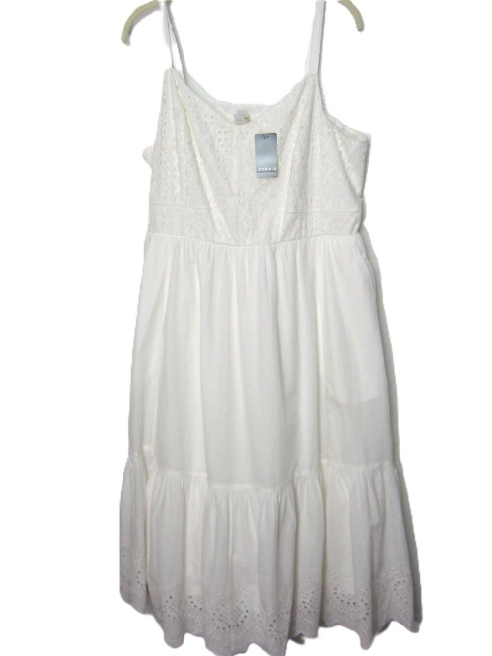 Torrid Size 2 18 20 NEW Spaghetti Strap White Eyelet Midi Dress Cotton Plus 2X - Picture 4 of 14
